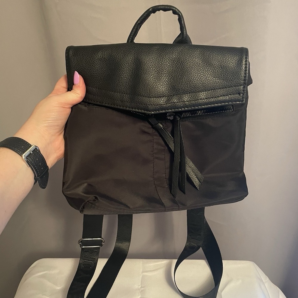 Botkier Nylon Leather Small Blackpack Shoulder Bag Purse Black NWT